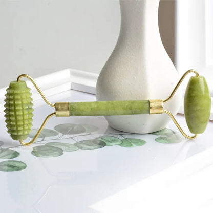 Rose Quartz Face Massage Roller Natural Jade Scraper Plate Double Head Slimming Face Massager Roller Face Anti Wrinkle Removal