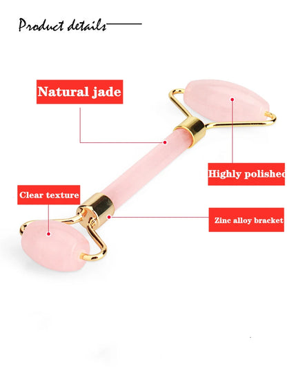 Rose Quartz Face Massage Roller Natural Jade Scraper Plate Double Head Slimming Face Massager Roller Face Anti Wrinkle Removal