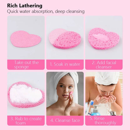 10Pcs Cellulose Face Sponges Compressed Facial Cleansing Massage Tools Pore Exfoliating Makeup Removal Spa Quality