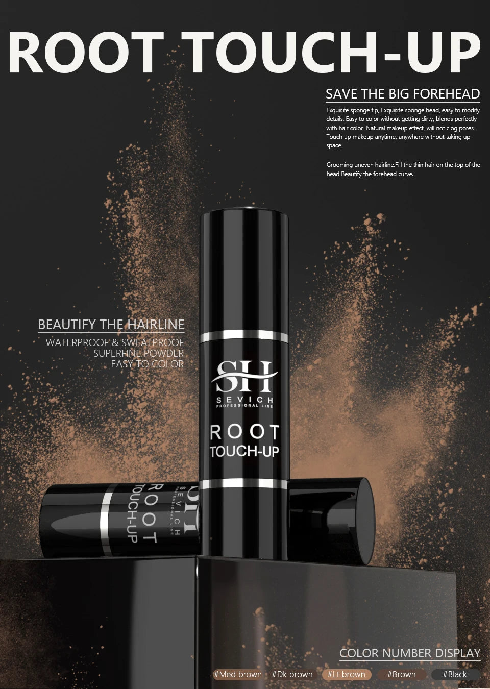 SEVICH Waterproof Hairline & Root Concealer Pen 3g Instant Grey Coverage Hair Shadow Powder Hair Shadow Trimming Root Cover Up