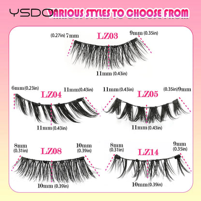 YSDO 1Pair Glue-free Magnetic Eyelashes Natural 3D Mink Eyelashes 2025 New Reusable Sensitive Eye Friendly Magnet Eyelash Kit