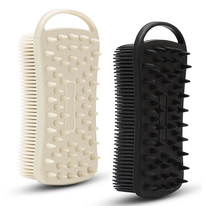 2 In 1 Silicone Shower Brush Scrubber Soft Scalp Massager Shampoo Brush Double-Sided Body Brush Foam Skin Clean Tool