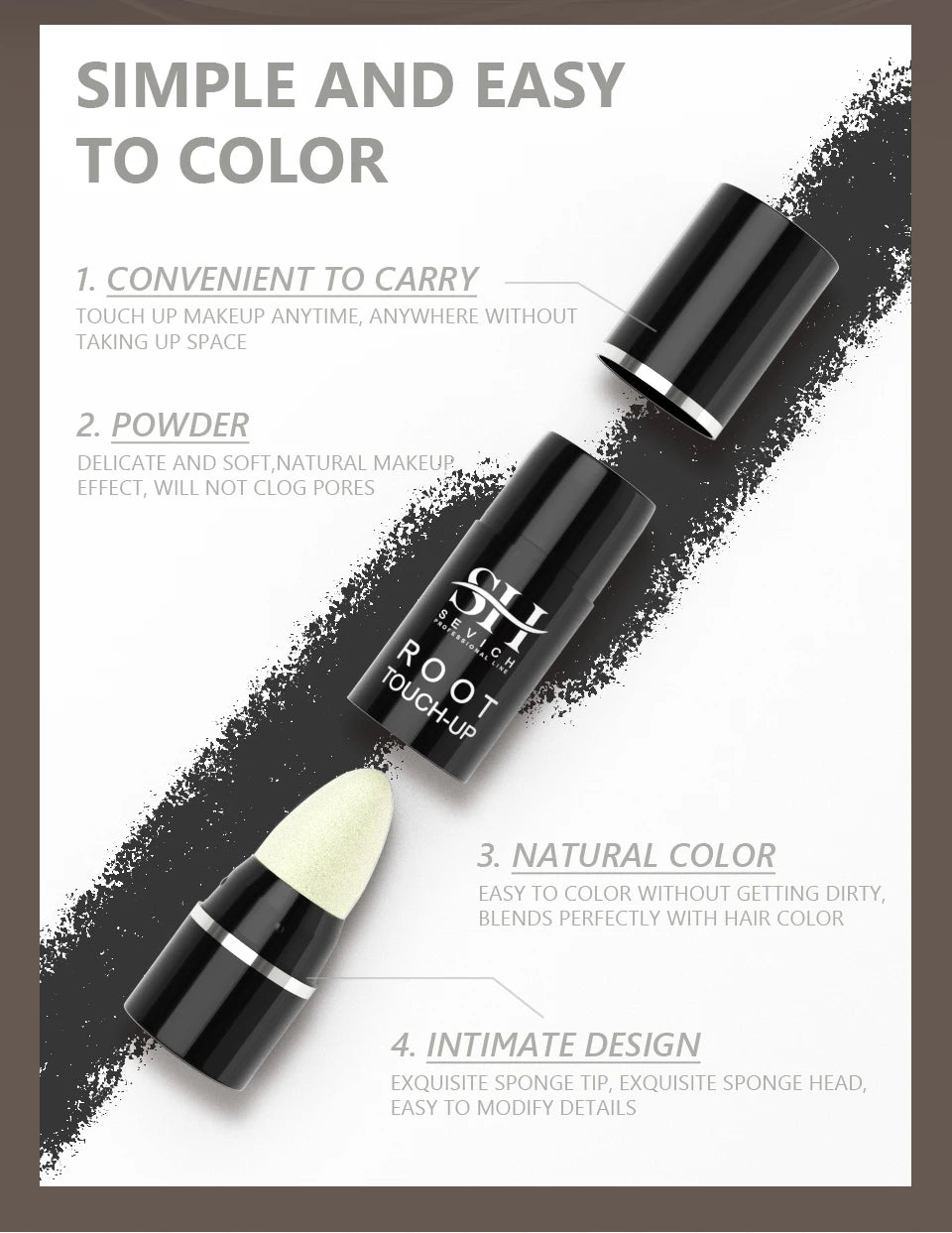 SEVICH Waterproof Hairline & Root Concealer Pen 3g Instant Grey Coverage Hair Shadow Powder Hair Shadow Trimming Root Cover Up