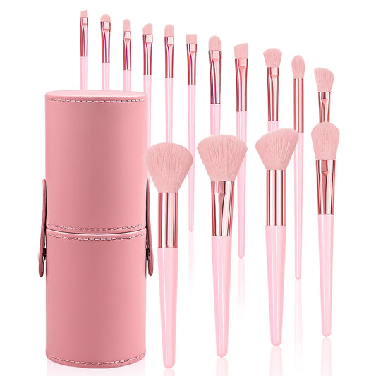 Pink Makeup Brush Set - 15 Pieces