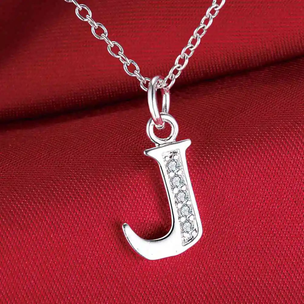 26 Letters 925 Sterling Silver Necklace Pendant Zircon For Women Exquisite Student Girlfriend Jewelry Accessories Wedding Gift