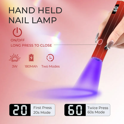 Mini UV Light Cure Nails Lamp for Gel Nails LED Nail Lamp for Gel Polish Manicure USB Rechargeabl Nail Dryer for Fast Curing