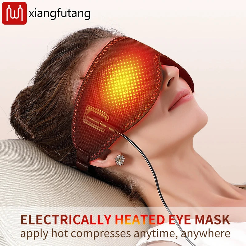 Heating Massage Eye Mask - Hot Compress Relieves Fatigue/Dark Circles, Aids Sleep, 3 Gears Heat & Vibration (For Eye Strain)