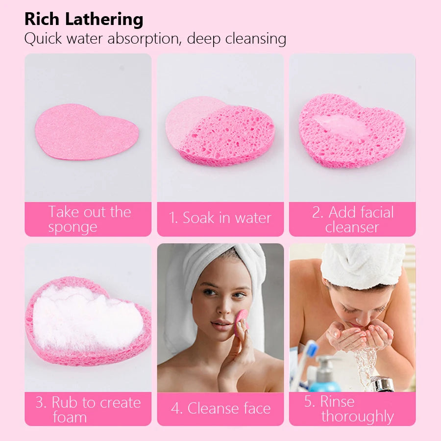 10Pcs Cellulose Face Sponges Compressed Facial Cleansing Massage Tools Pore Exfoliating Makeup Removal Spa Quality