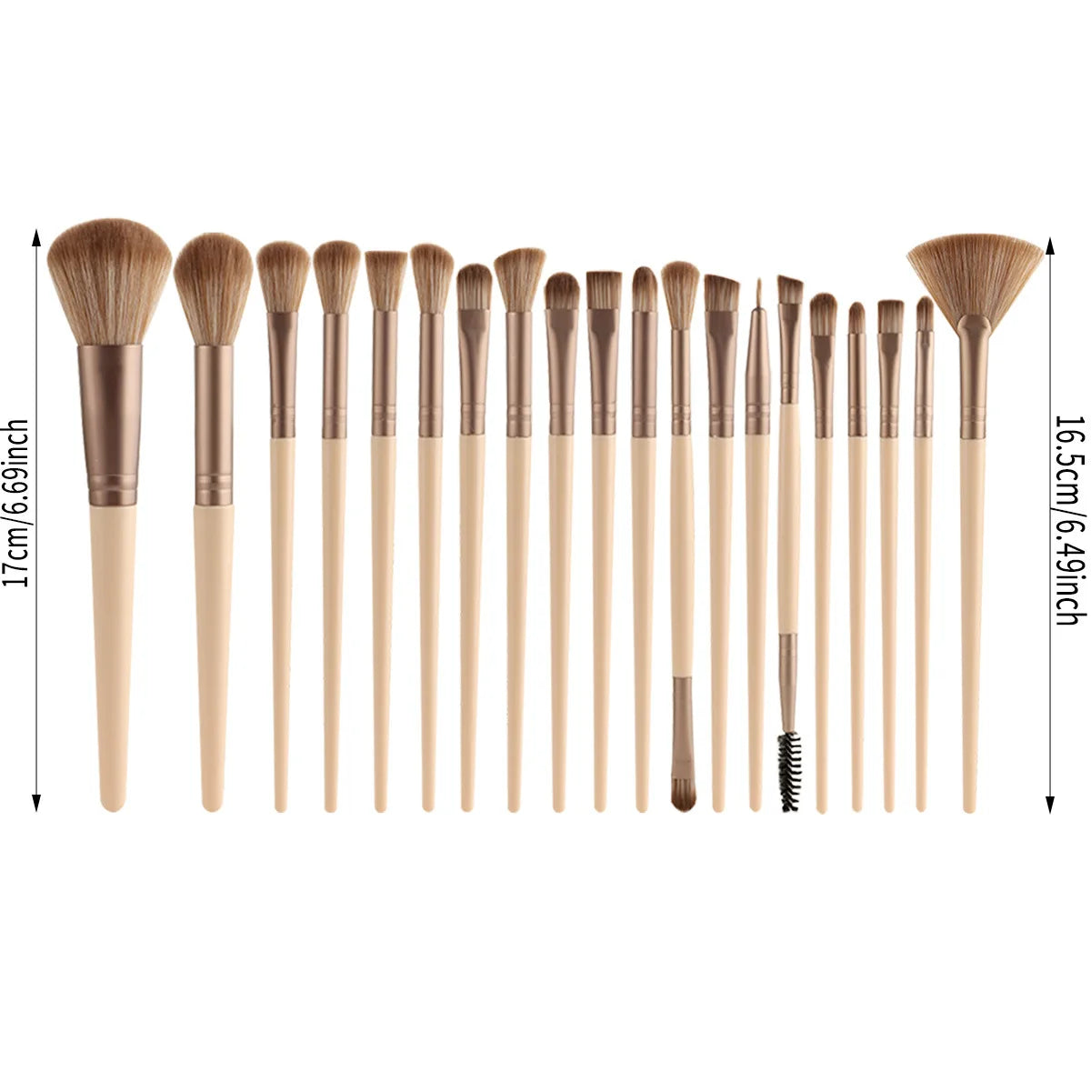 44 piece beige small fragrance style large capacity makeup brush set, handheld toiletry storage bag, portable for going out