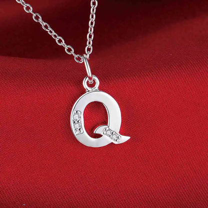 26 Letters 925 Sterling Silver Necklace Pendant Zircon For Women Exquisite Student Girlfriend Jewelry Accessories Wedding Gift