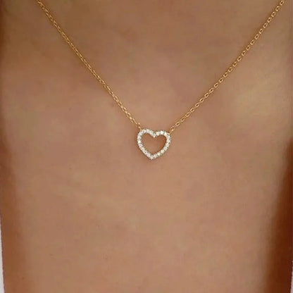 Simple Double Heart Pendant Necklace for Women Couple Stainless Steel Choker Gold Color Chain Wedding Party Friends Jewelry Gift