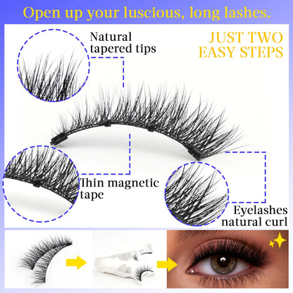 YSDO 1Pair Glue-free Magnetic Eyelashes Natural 3D Mink Eyelashes 2025 New Reusable Sensitive Eye Friendly Magnet Eyelash Kit