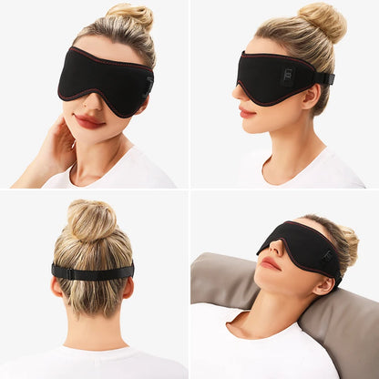 Heating Massage Eye Mask - Hot Compress Relieves Fatigue/Dark Circles, Aids Sleep, 3 Gears Heat & Vibration (For Eye Strain)