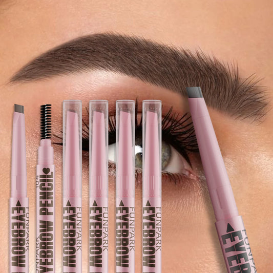 2 in 1 Professional Eyebrow Pencil Eye Makeup for Women 5 Colors Waterproof Long Lasting Eyebrow Brush Eye Brow Pen Cosmetic Gif