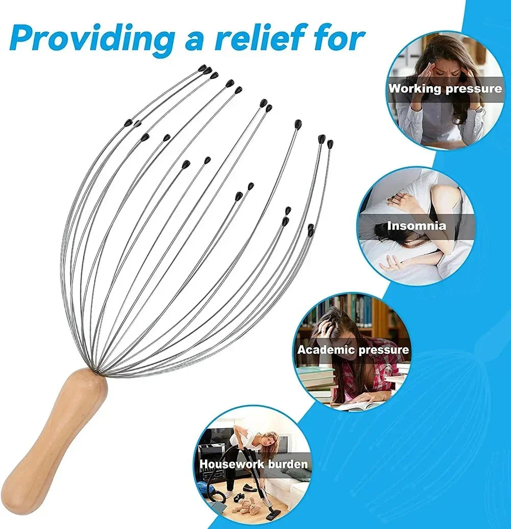 Head Massager Head Scratching Octopus Scalp 24 Fingers Non Soul Extractor Divine Head Relaxing For Extracting Hair Healthy Care