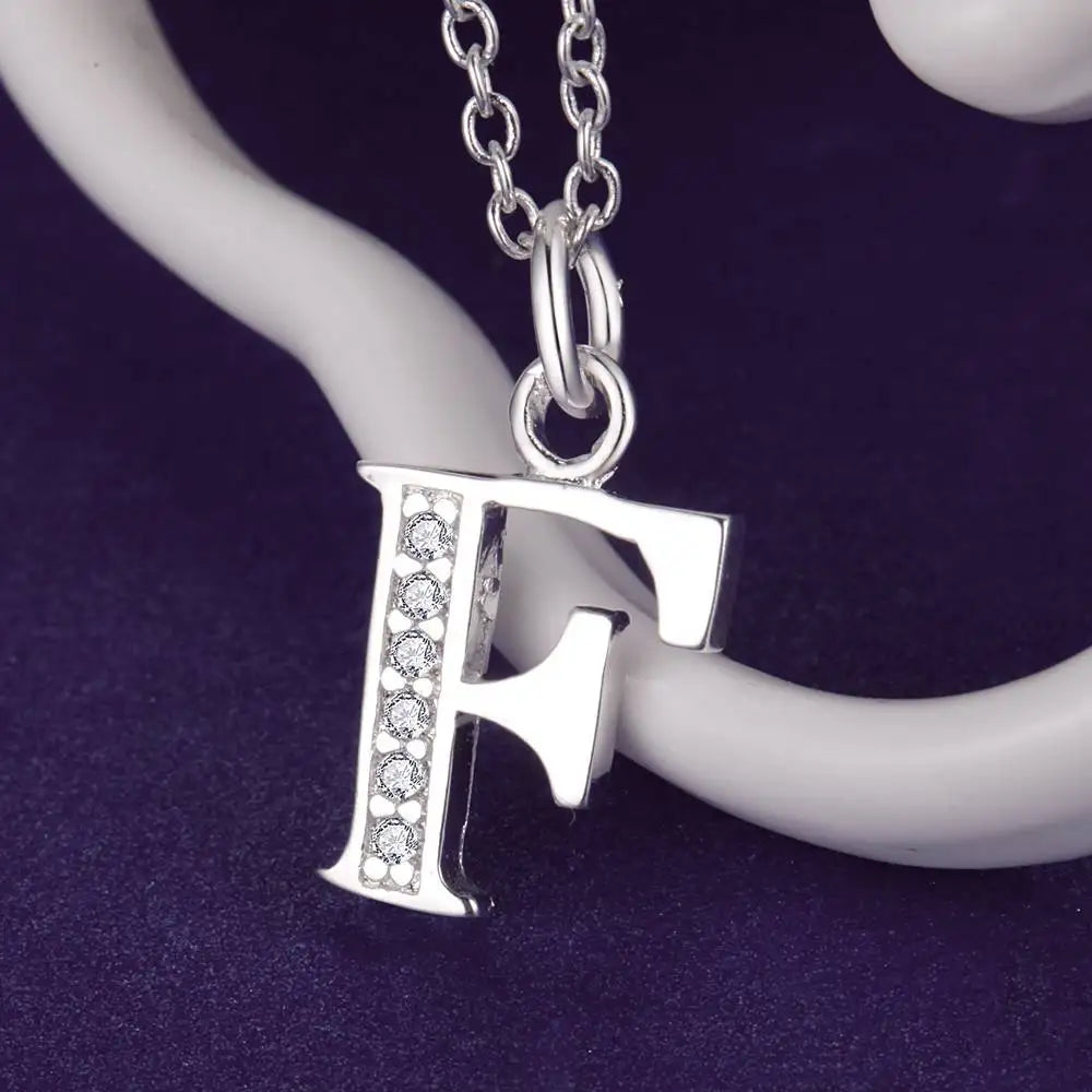 26 Letters 925 Sterling Silver Necklace Pendant Zircon For Women Exquisite Student Girlfriend Jewelry Accessories Wedding Gift