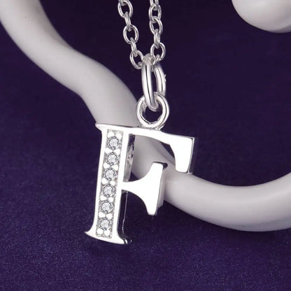 26 Letters 925 Sterling Silver Necklace Pendant Zircon For Women Exquisite Student Girlfriend Jewelry Accessories Wedding Gift