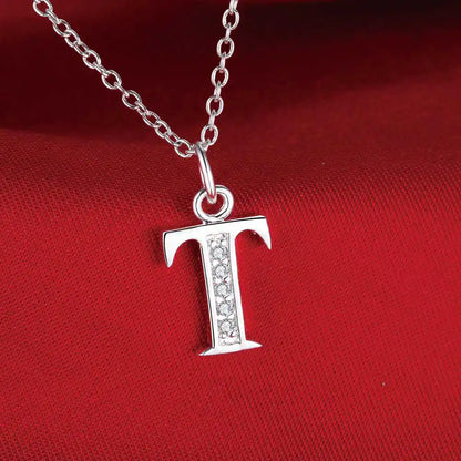 26 Letters 925 Sterling Silver Necklace Pendant Zircon For Women Exquisite Student Girlfriend Jewelry Accessories Wedding Gift