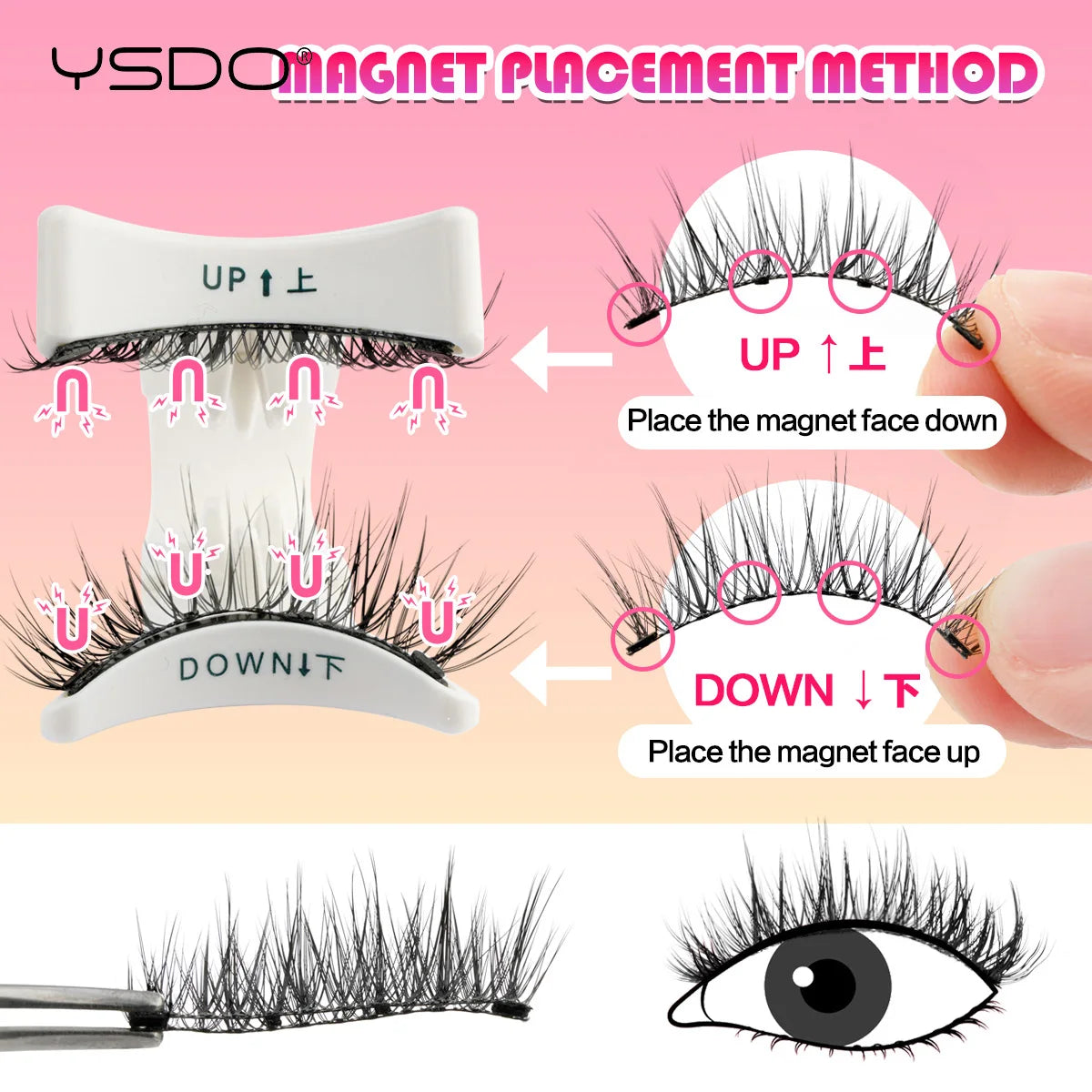 YSDO 1Pair Glue-free Magnetic Eyelashes Natural 3D Mink Eyelashes 2025 New Reusable Sensitive Eye Friendly Magnet Eyelash Kit
