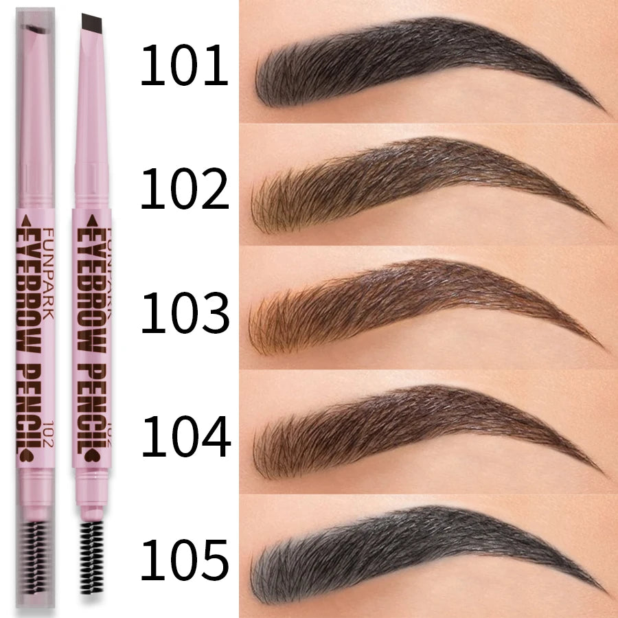 2 in 1 Professional Eyebrow Pencil Eye Makeup for Women 5 Colors Waterproof Long Lasting Eyebrow Brush Eye Brow Pen Cosmetic Gif