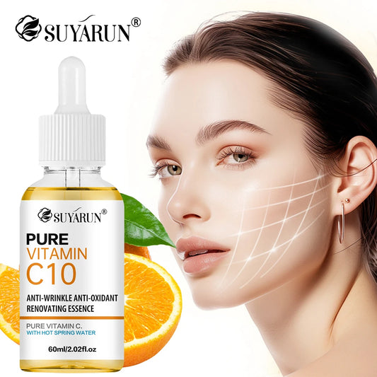 SUYARUN 10% Vitamin C Serum for Face - Brightening Anti-Aging Treatment, Dark Spot Corrector with Hyaluronic Acid & Vitamin E.